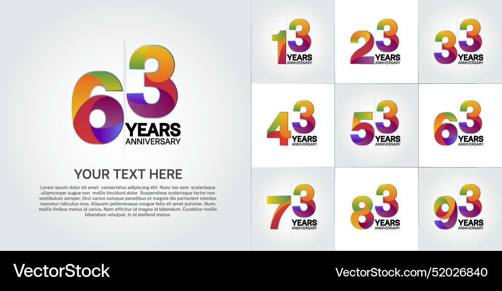 Set of anniversary with colorful color for use Vector Image