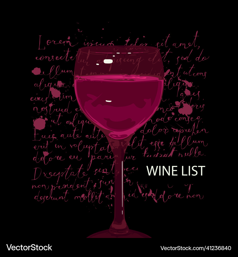 Weinkarte mit Weinglas und Lorem ipsum Weinkarte mit Weinglas und Lorem ipsum vektorbild