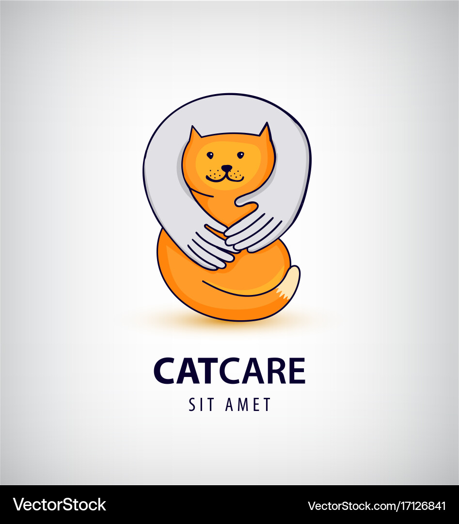 Cat care pet shop logo Vector Image