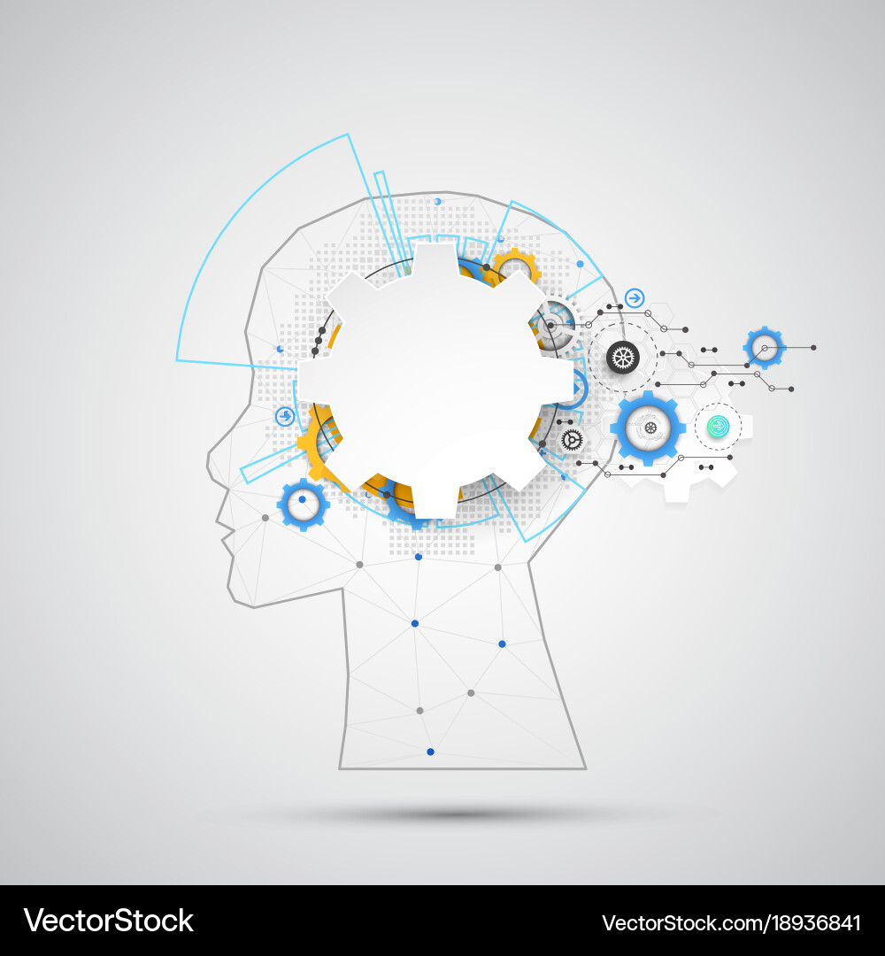 Creative brain concept background with triangular vector image