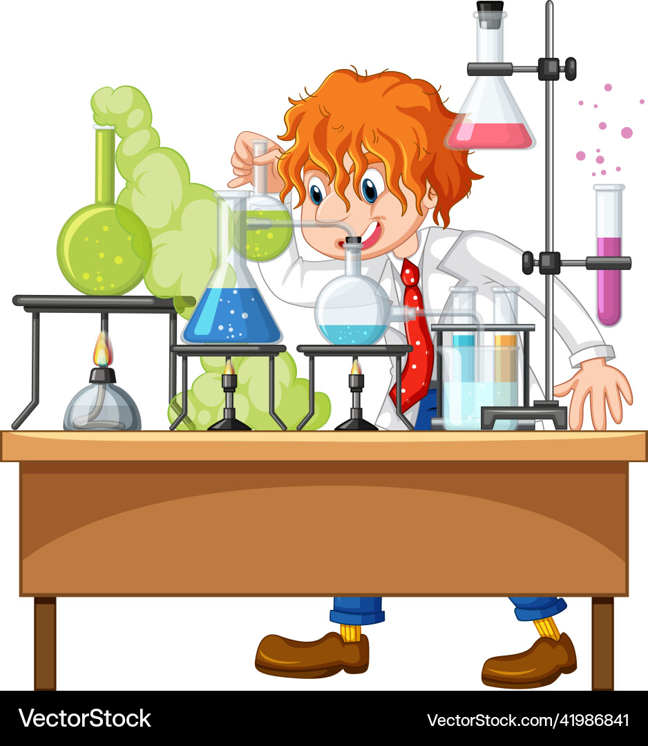Scientist doing science experiment in the lab Vector Image