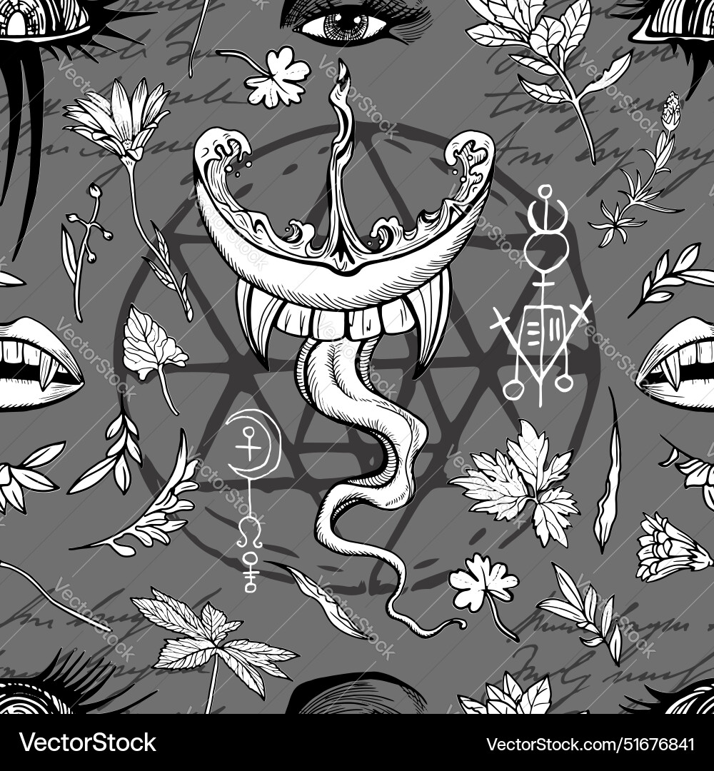 Seamless pattern with hand drawn mystic objects Seamless pattern with hand drawn mystic objects vector image