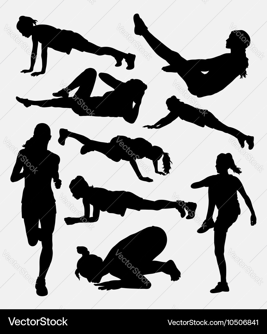 Sport Silhouette Collection - Male & Female Vector Image