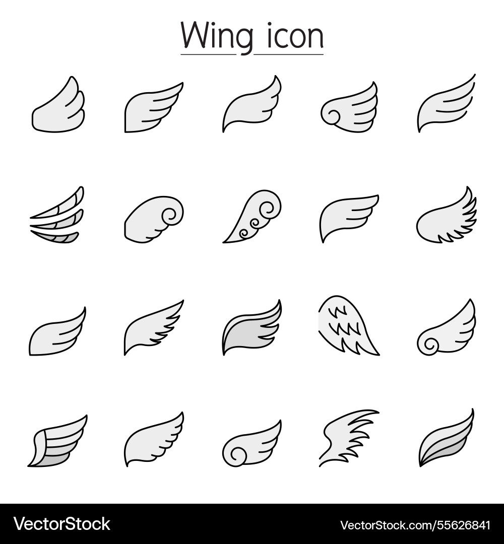 Wing icon set in color line style Wing icon set in color line style vector image