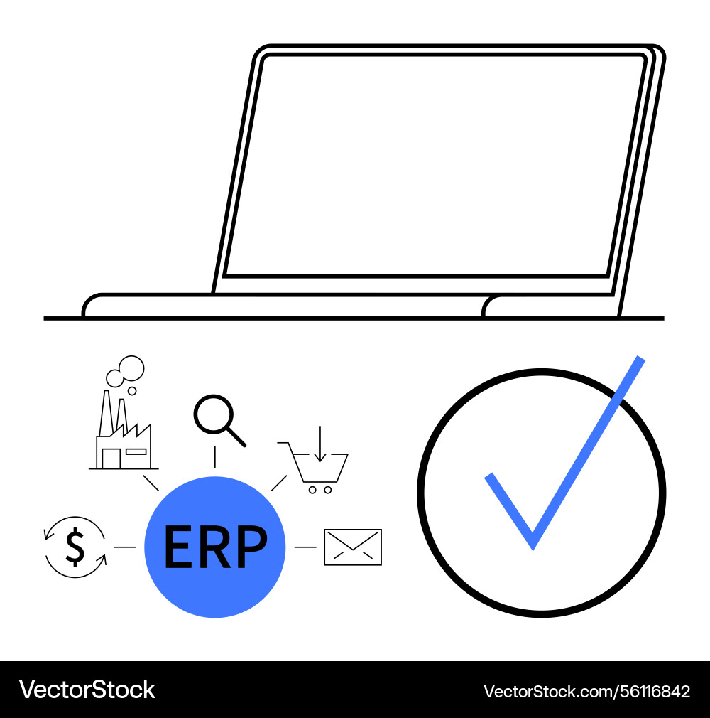 Erp system concept with simplified icons Erp system concept with simplified icons vector image