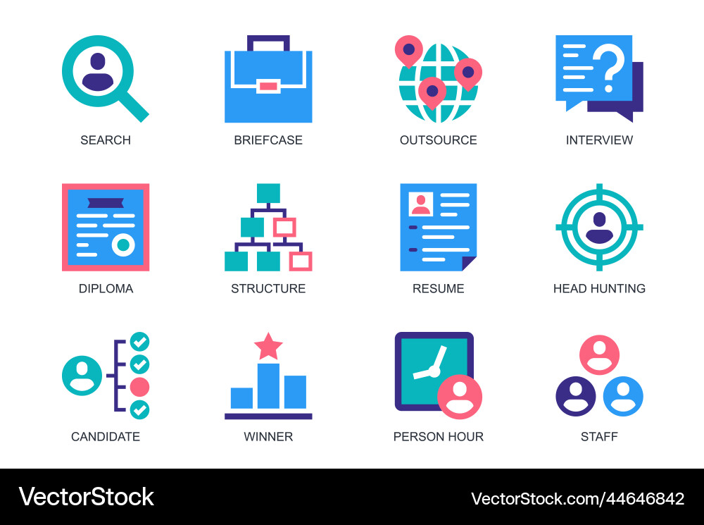 Head hunting concept of web icons set in simple Head hunting concept of web icons set in simple vector image