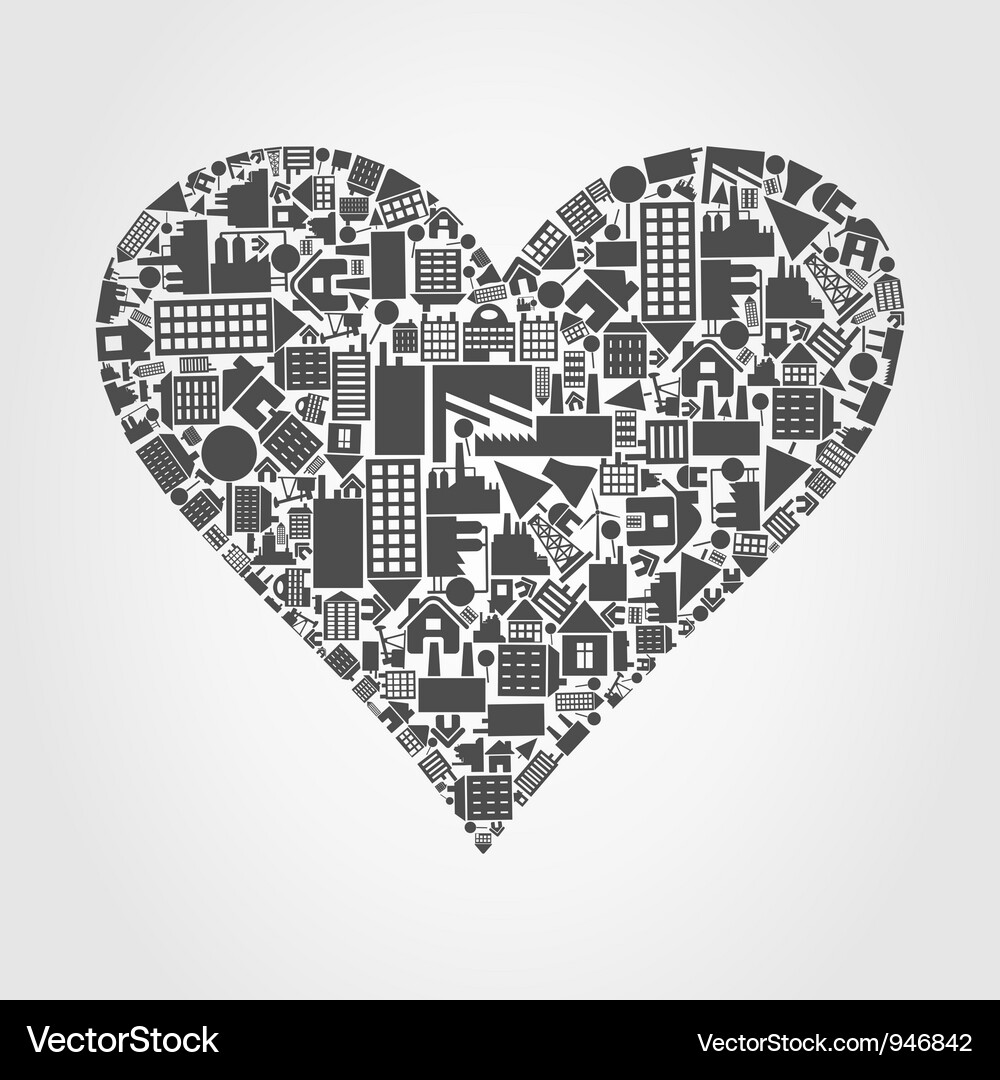 Houses Forming a Heart Vector Image