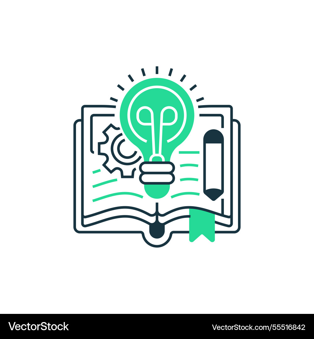 Knowledge base two tone color icon linear style Vector Image