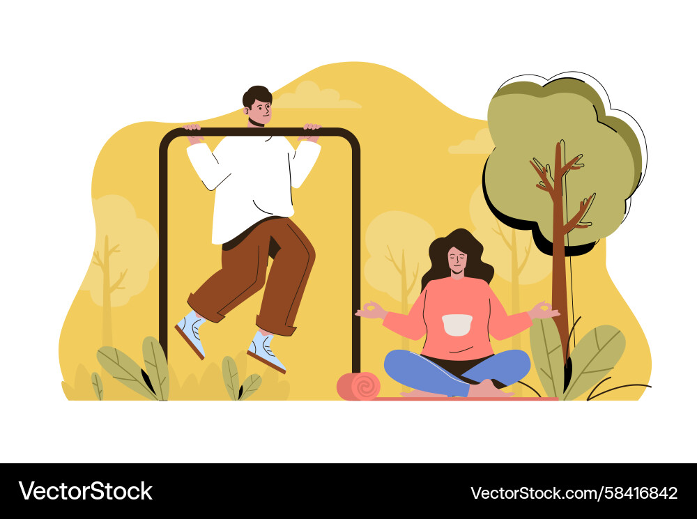 Man Exercising on Horizontal Bar Vector Image