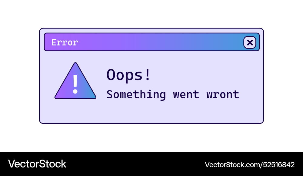 Oops retro error message in purple color Vector Image
