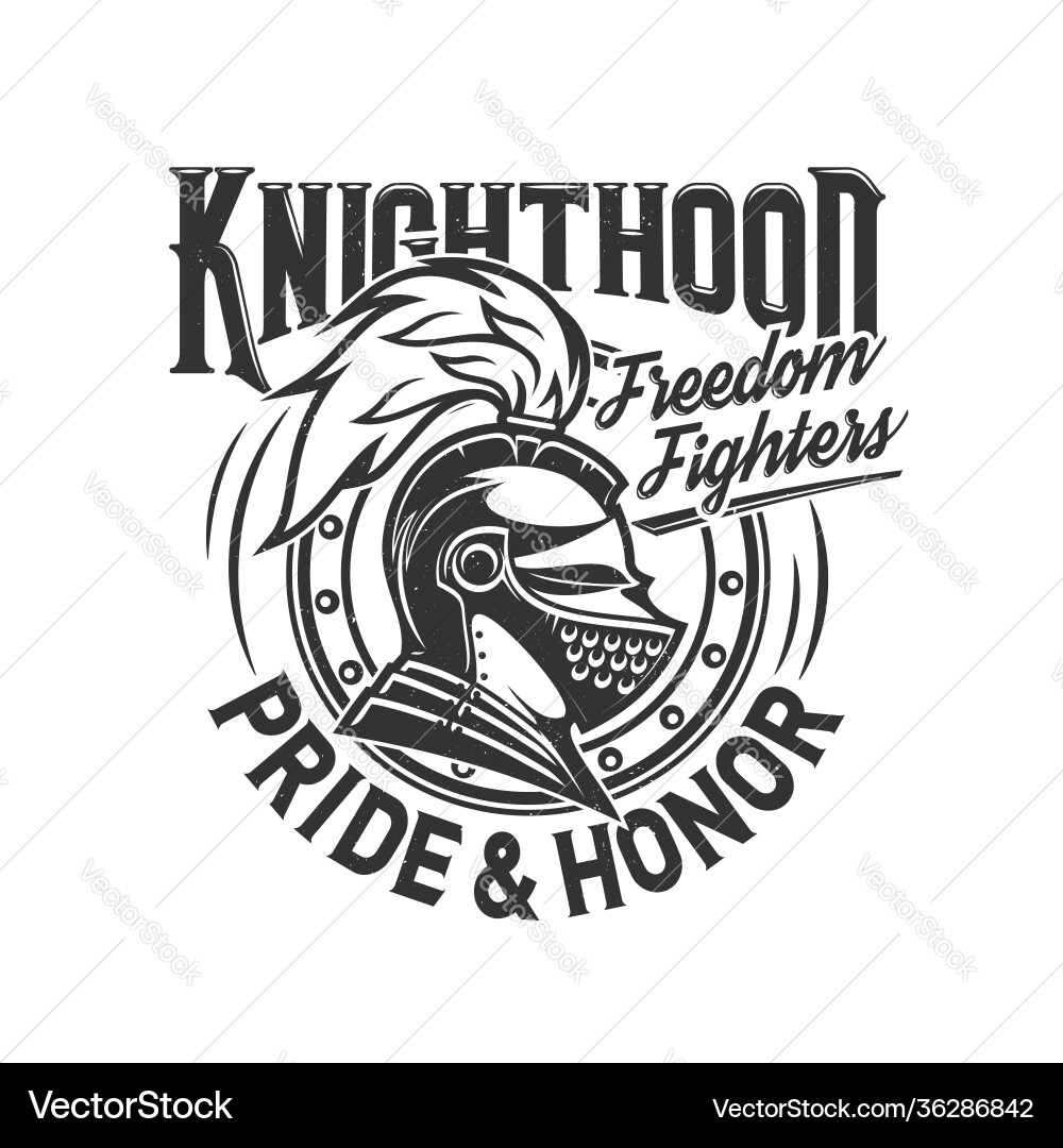 Tshirt print with knight head side view mascot Vector Image