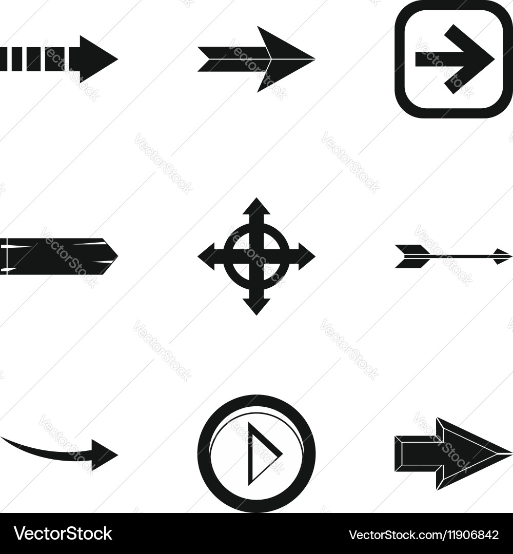Types of arrows icons set simple style vector image
