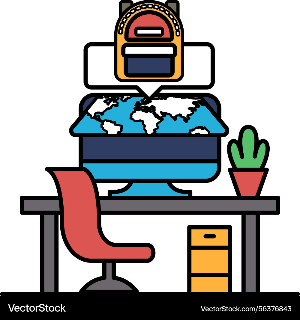 A computer monitor with globe A computer monitor with globe vector image