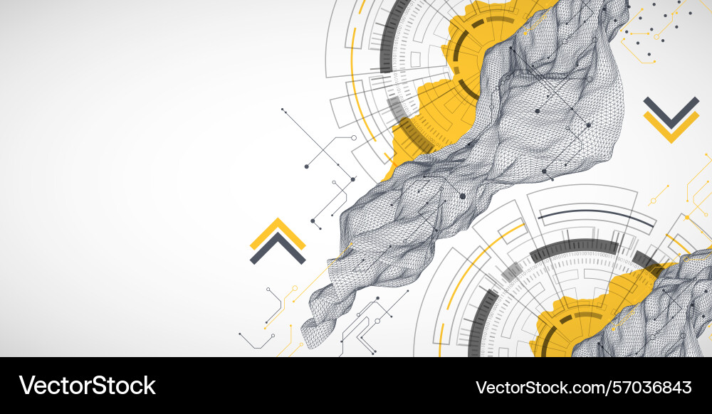 Abstract data background with wireframe wave vector image
