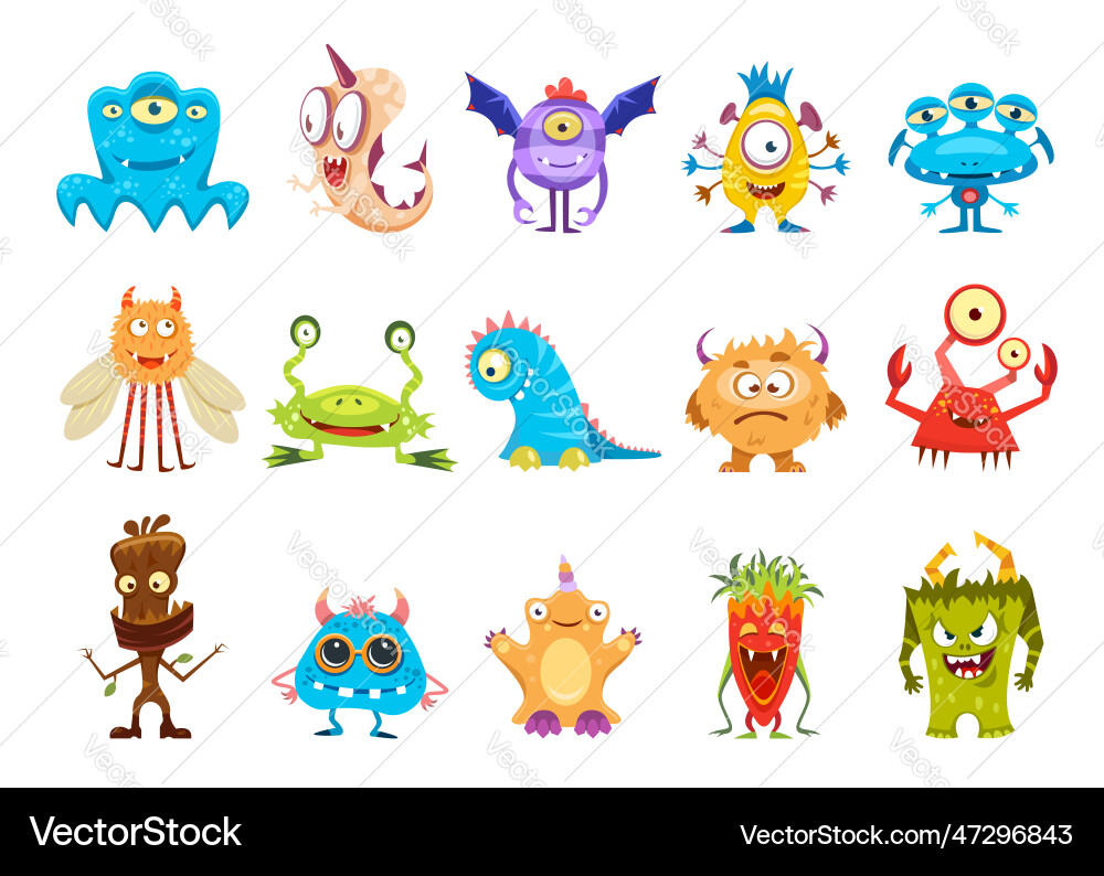 Adorable Monster Characters Vector Image