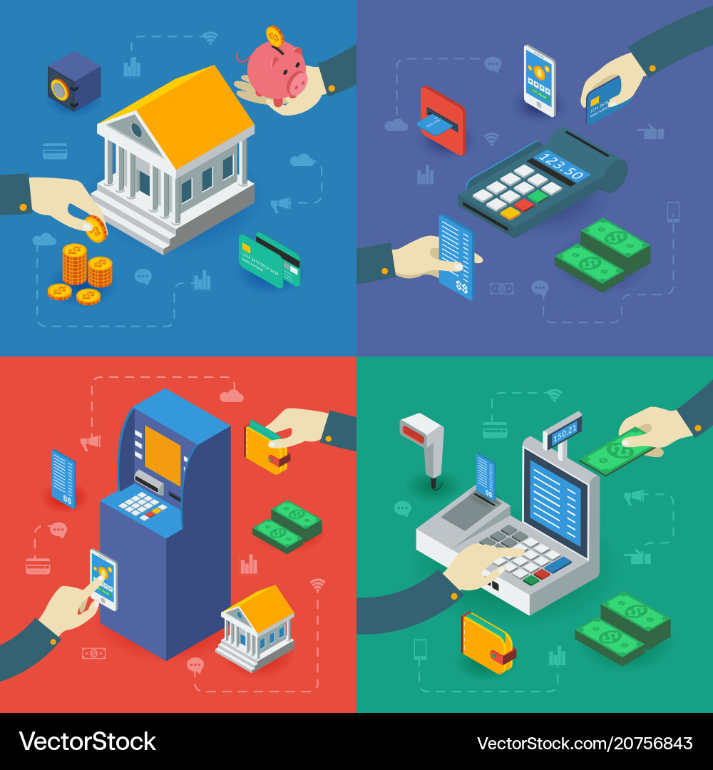 ATM Compositions with Hands vector image