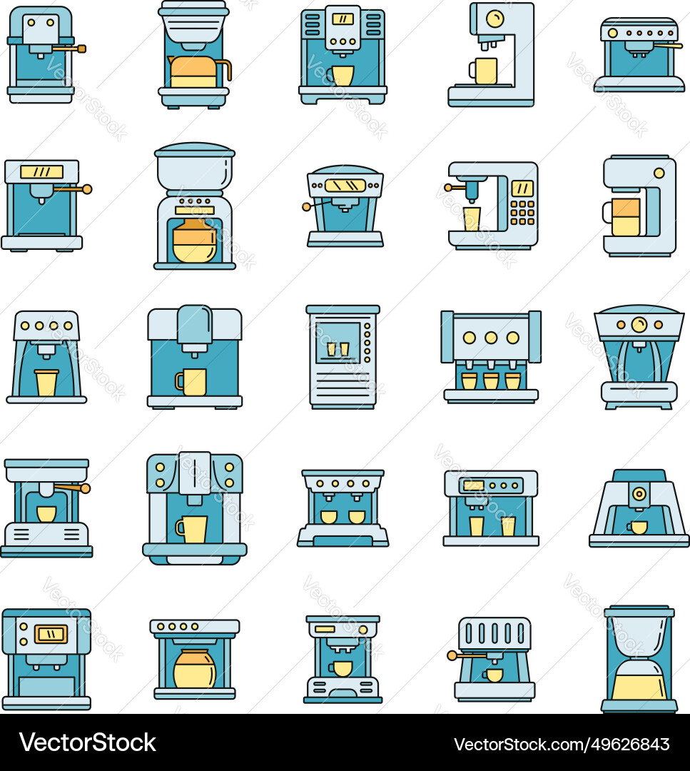 Automatic coffee machine icons set color Automatic coffee machine icons set color Vector Image