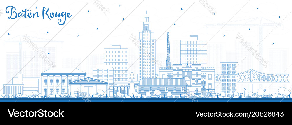 Baton Rouge Skyline Outline vektorbild