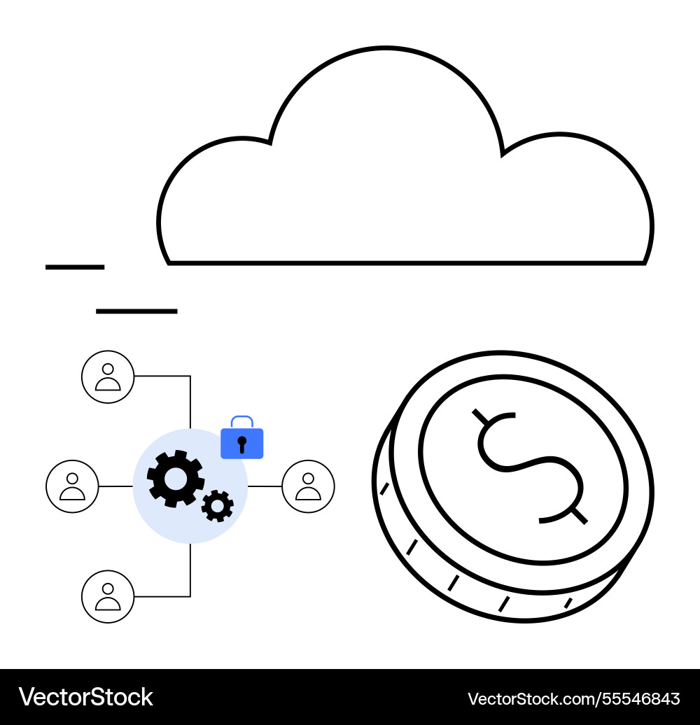 Cloud computing network and financial coin Cloud computing network and financial coin Vector Image