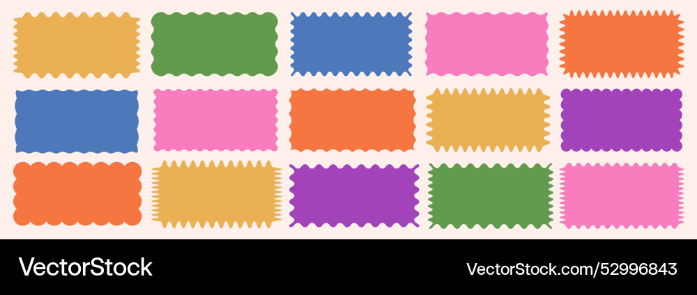 Cloudy wave curve edge borders set color Cloudy wave curve edge borders set color vector image