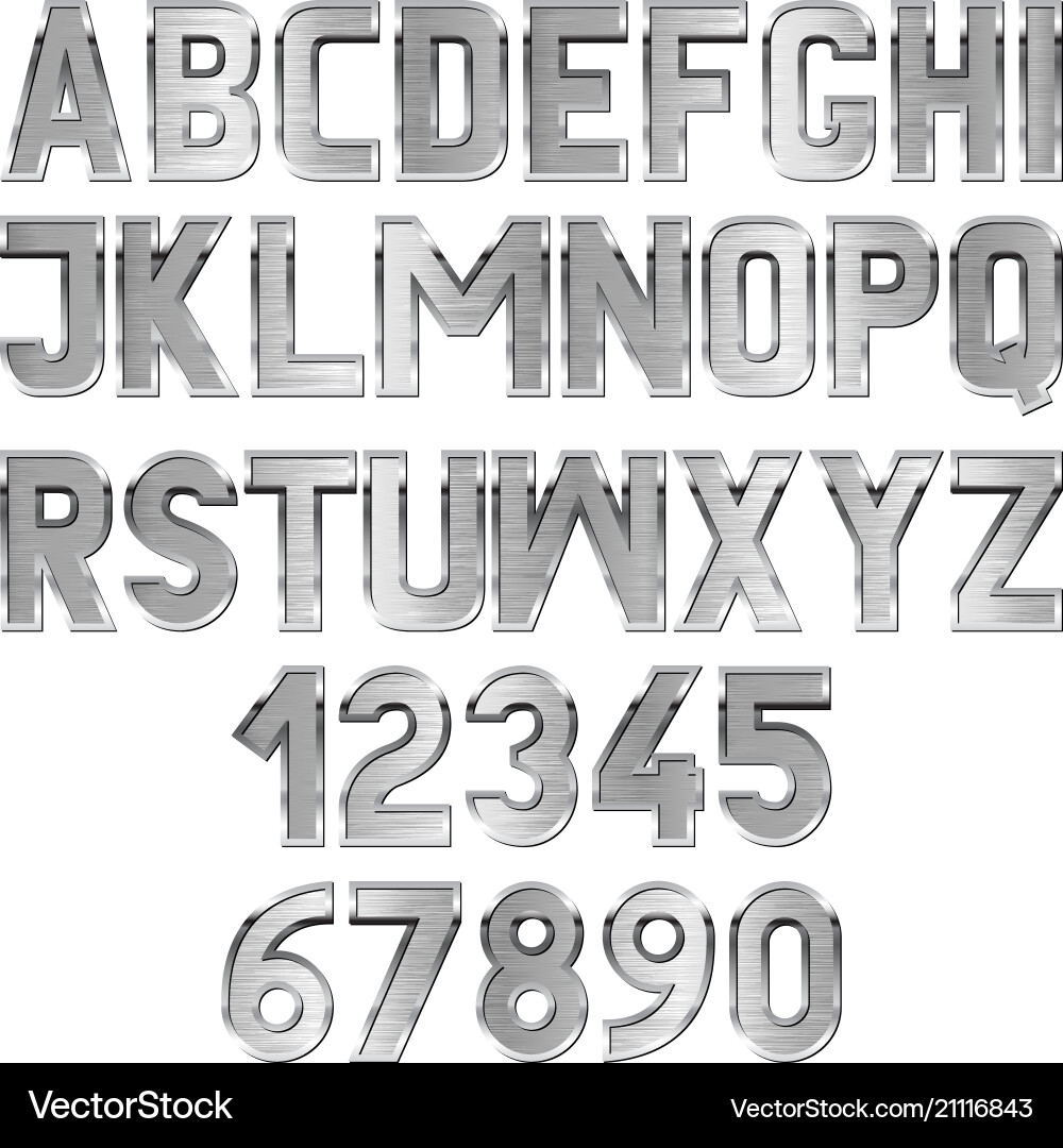 Metallic Chrome Font - Textured Typeface vector image