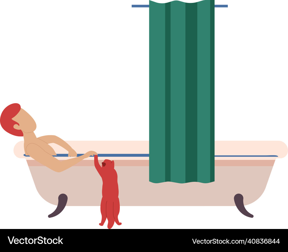 Bathing with cat composition Vector Image