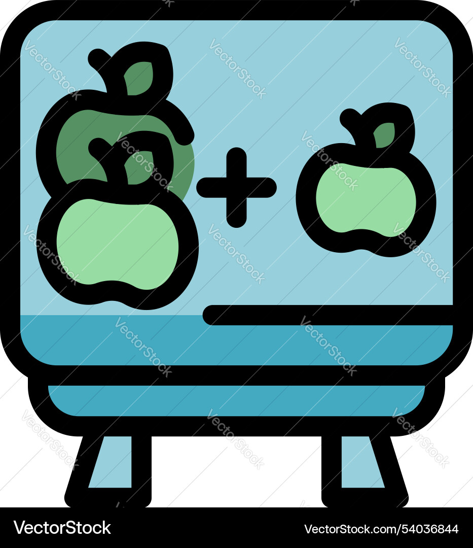 Blackboard showing simple math problem with apples Vector Image