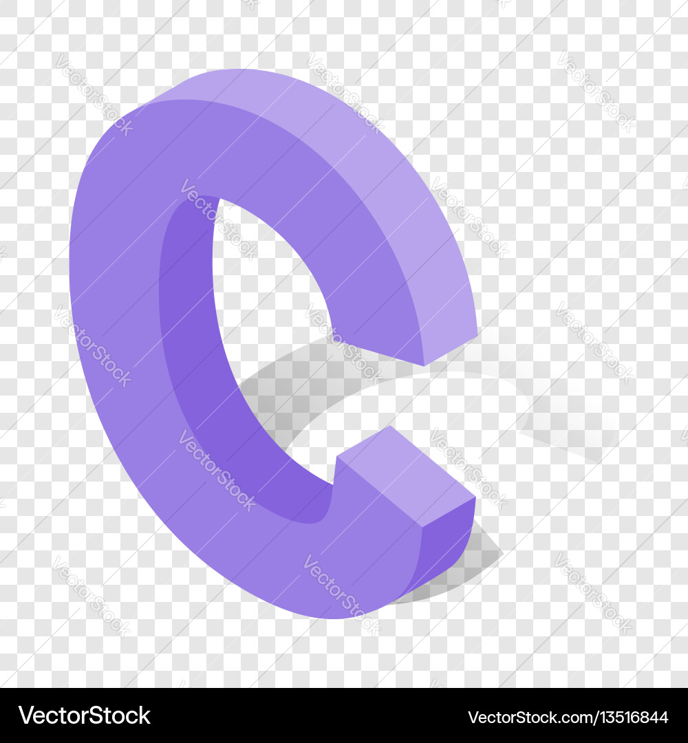 C letter in isometric 3d style with shadow Vector Image