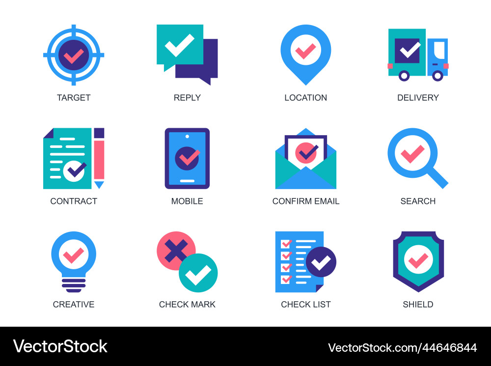 Check marks concept of web icons set in simple Check marks concept of web icons set in simple vector image