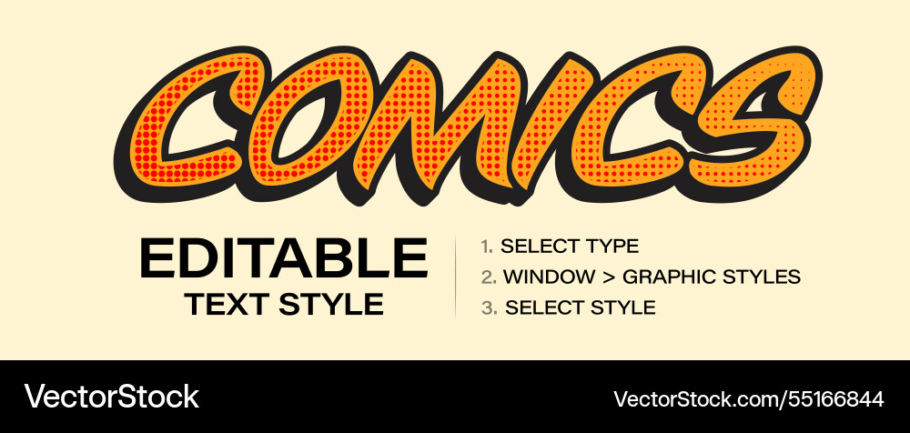 Comic Text Effect - Editable Style vector image