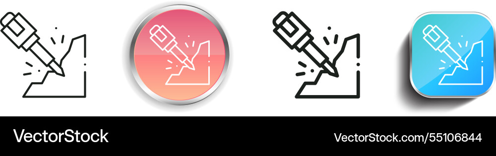 Jackhammer icon thin linear regular and button vector image
