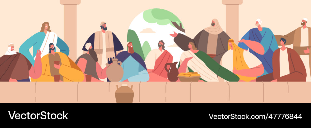 Last supper scene depicts jesus sharing meal Last supper scene depicts jesus sharing meal vector image