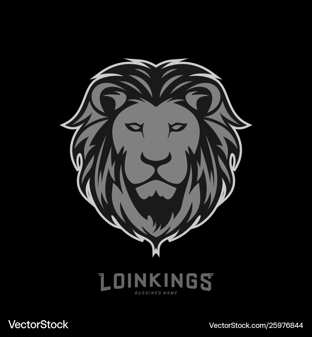 Löwenkopf Logo Design Silhouette Lizenzfreies Vektorbild