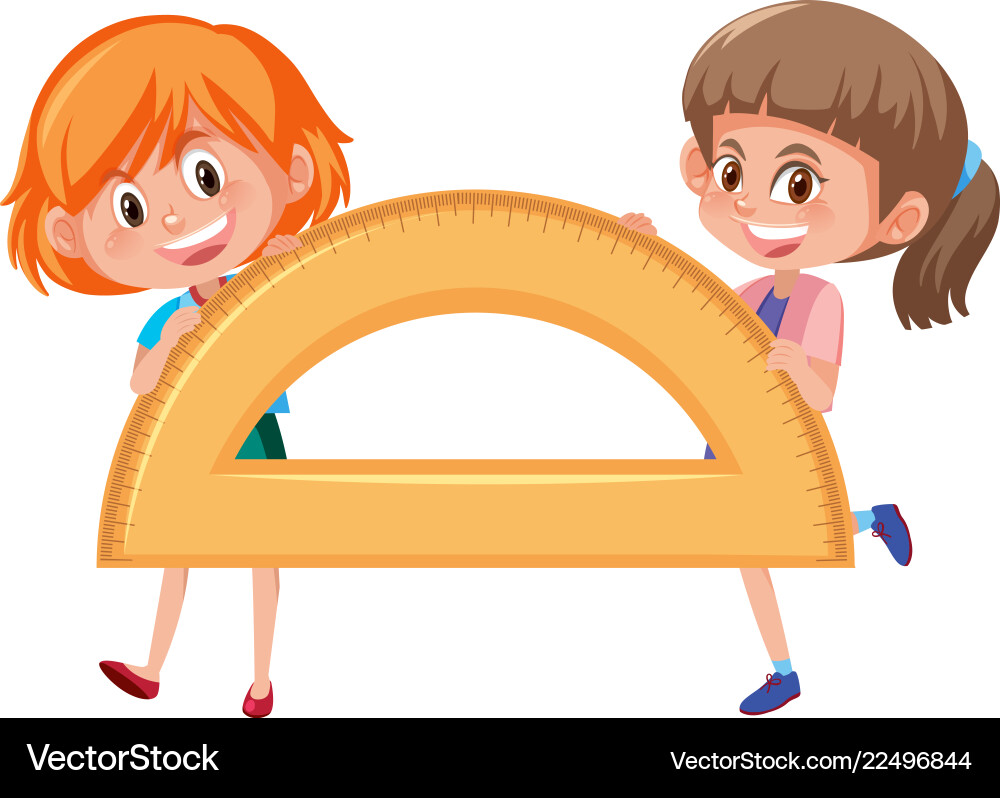 Mädchen halten protractor math tool Mädchen halten protractor math tool vektorbild