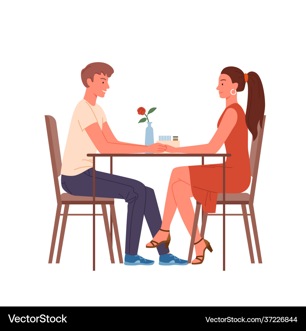 Romantic Date Couple at Cafe Vector Image