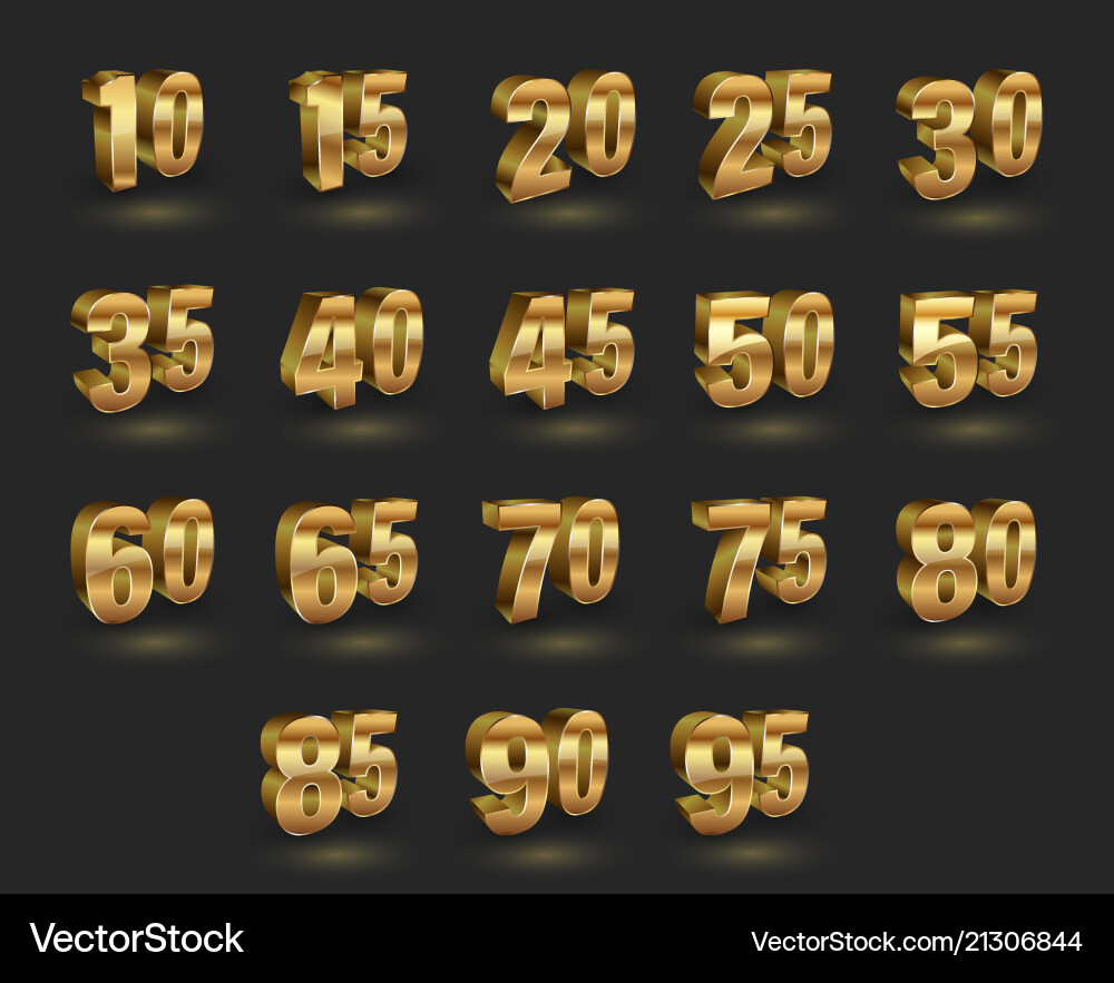 Set of number 3d vector image