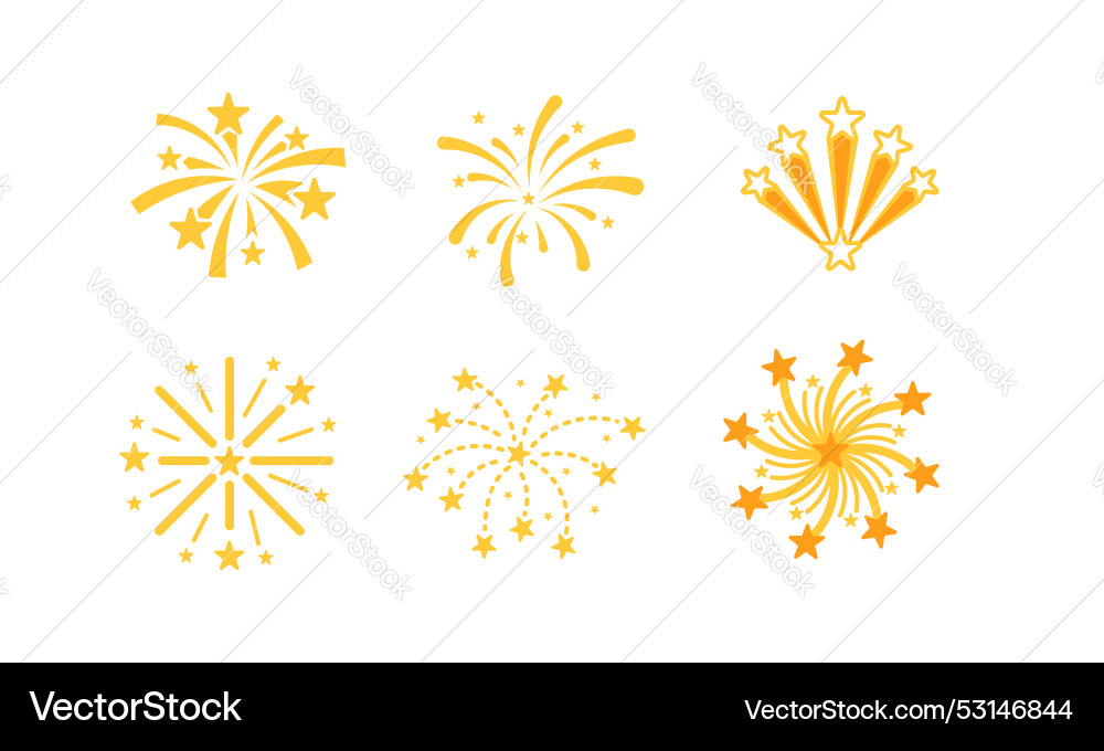 Set of stylized firework icons exploding Set of stylized firework icons exploding vector image