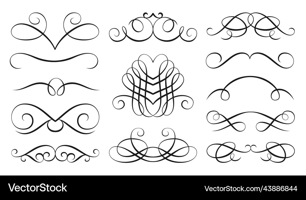 Swirl retro ornate flourish border curl delimiter Swirl retro ornate flourish border curl delimiter vector image
