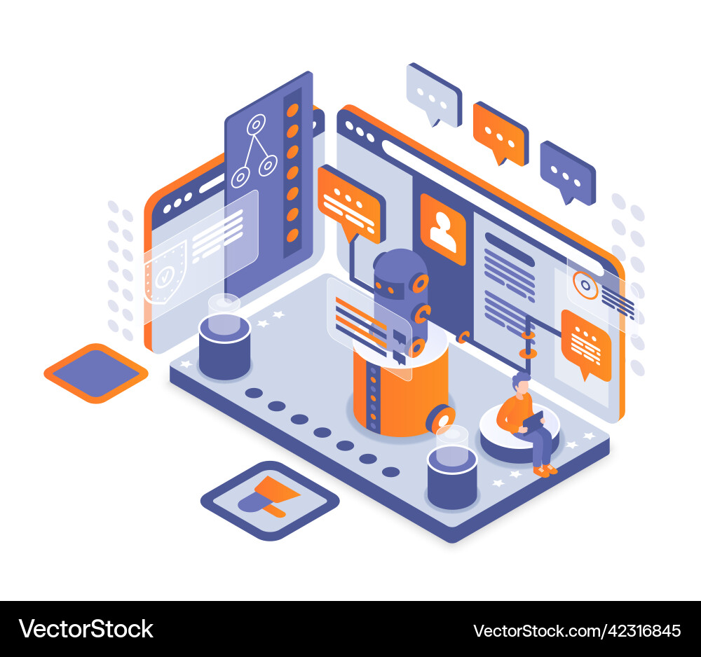 Chatbot service computer software speaking program vector image