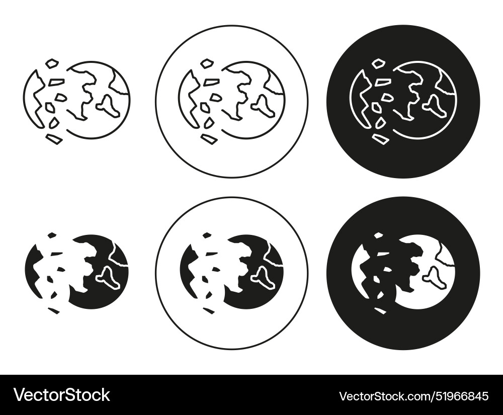 Destroyed planet icon mark set symbol for web vector image