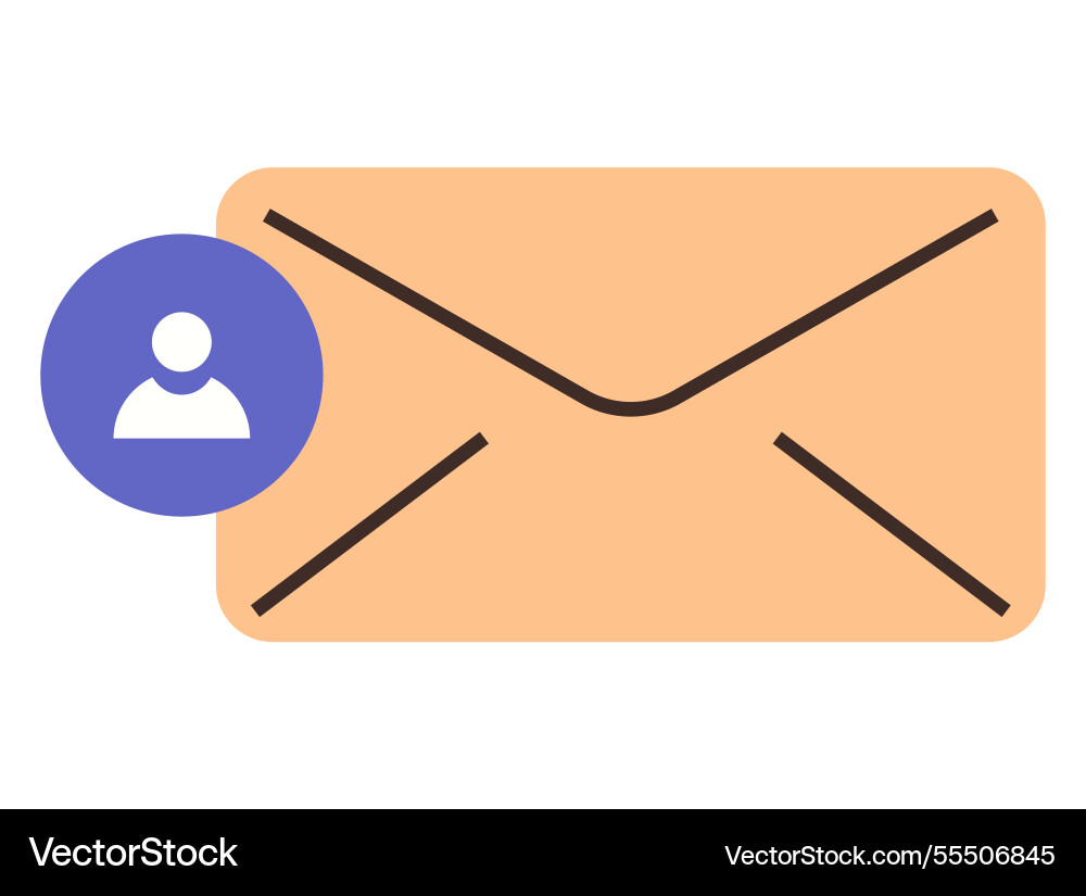 Mail envelope with user account icon denoting Mail envelope with user account icon denoting vector image