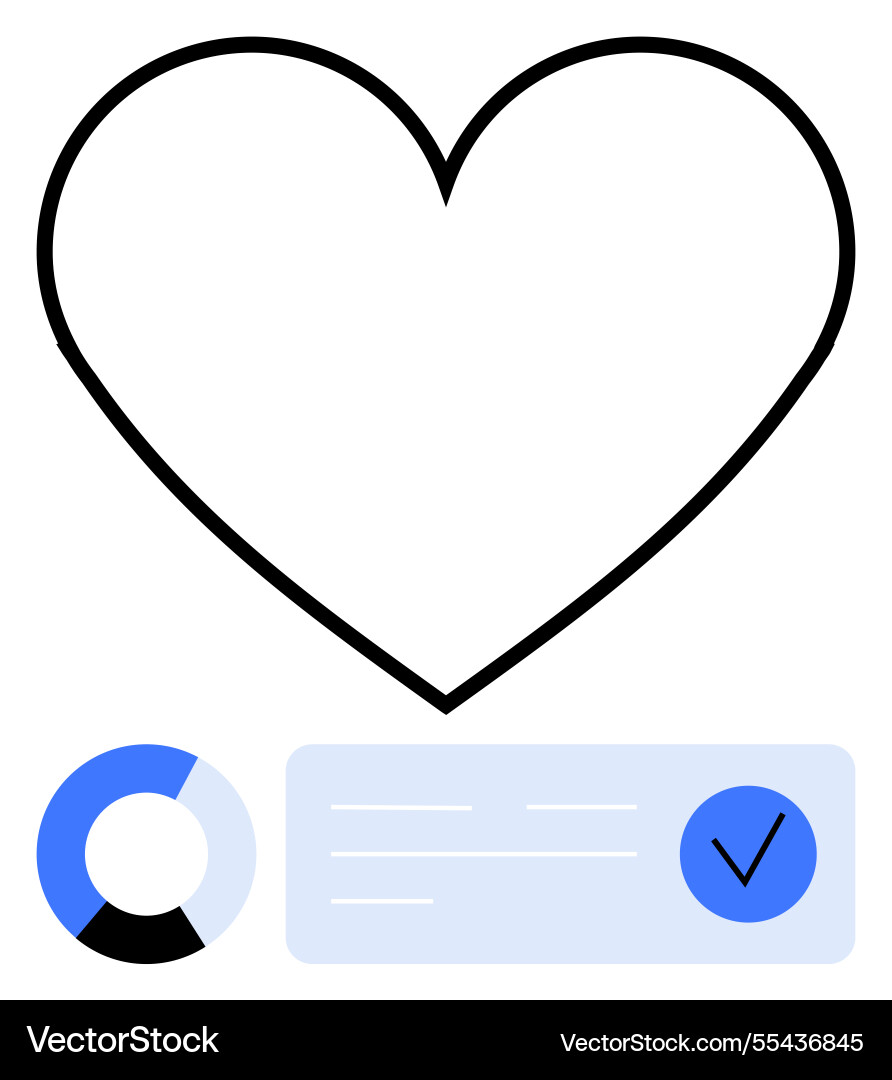 Minimalist heart outline with data pie chart Minimalist heart outline with data pie chart vector image