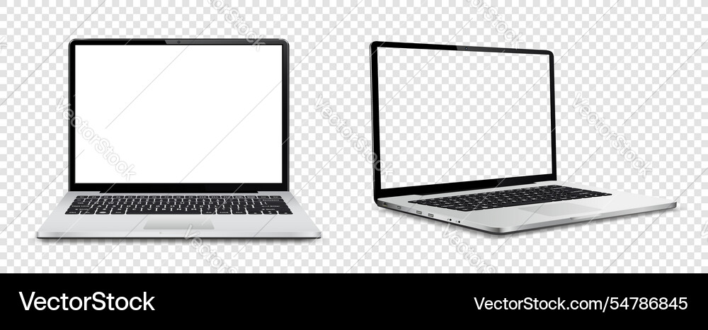 Mockup of laptop computer front and side view Mockup of laptop computer front and side view vector image