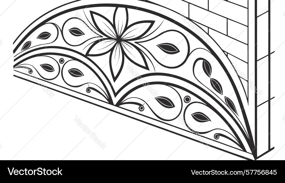 Ornate semi-circular archway frame element design vector image