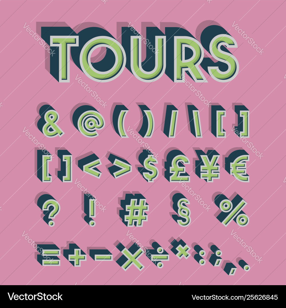 Retro 3d font set Retro 3d font set vector image