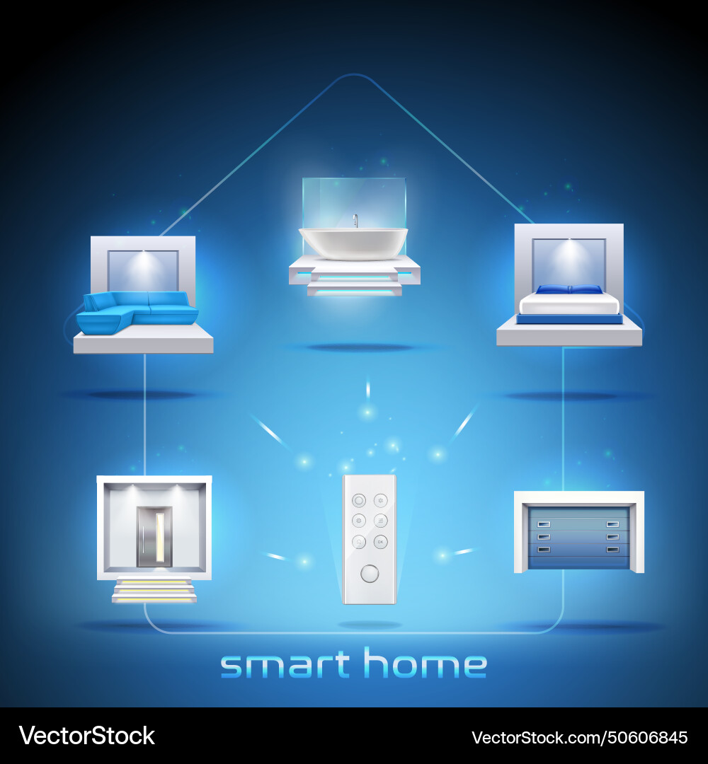 Smart home realistic composition Royalty Free Vector Image