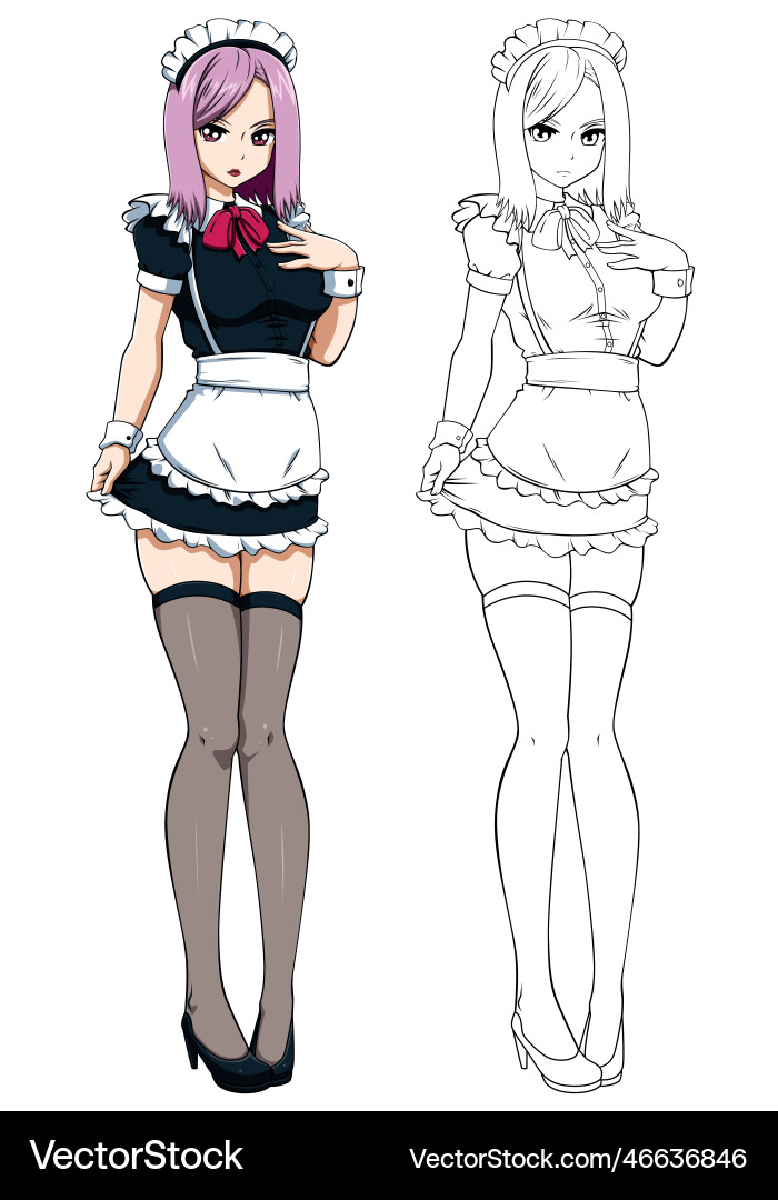 Anime housemaid girl Anime housemaid girl vector image