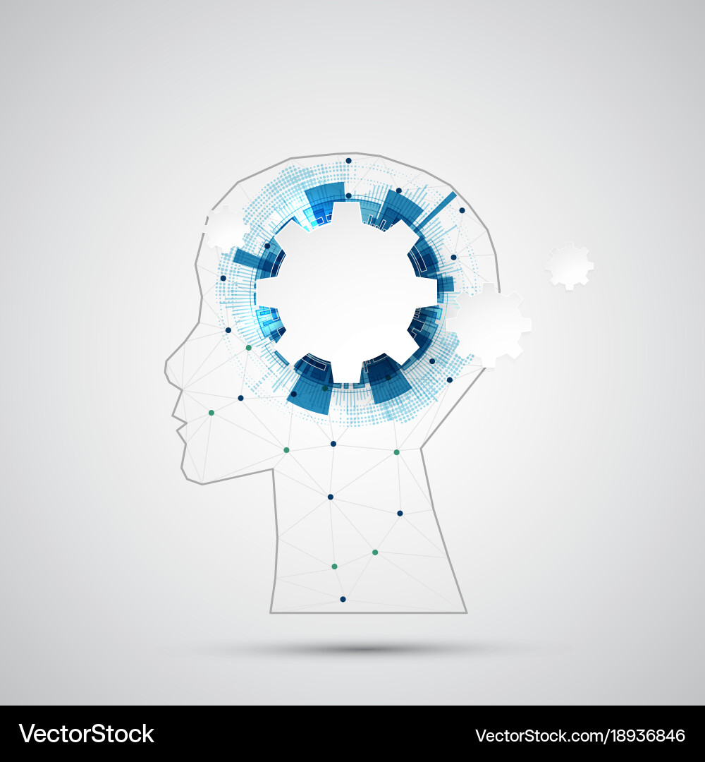 Creative brain concept background with triangular vector image