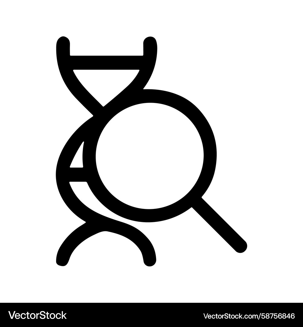 DNA Strand with Magnifying Glass Vector Image