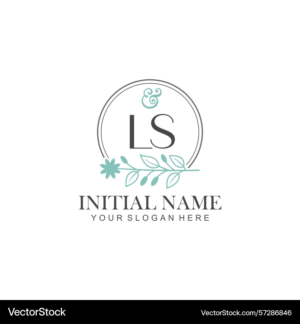 Ls initial logo templates with botanical elements Vector Image